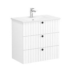 Vitra Root Groove 69492 Lavabo Dolabı, Üç Çekmeceli, 80 Cm, Mat Beyaz, Köşeli Lavabolu